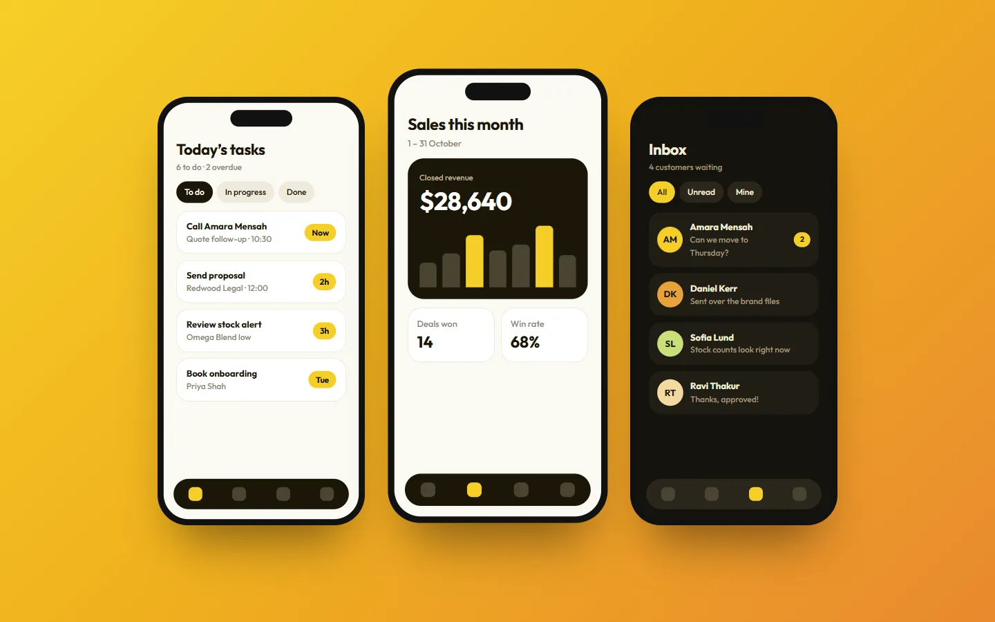 Sample mobile CRM app concept: Pocket CRM
